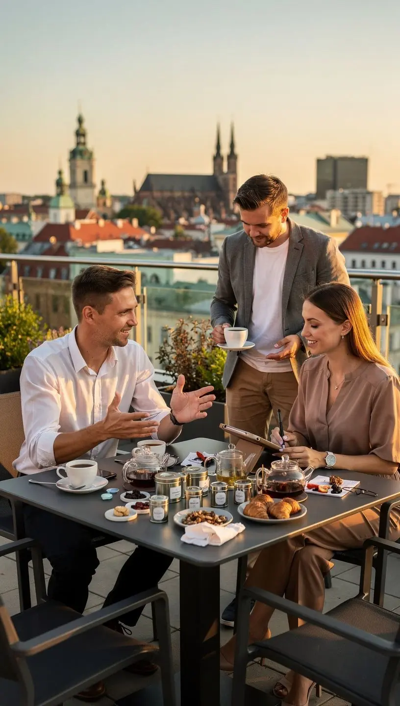 Kelių skirtingų arbatos rūšių puodeliai ant stalo, simbolizuojantys pasirinkimų įvairovę.
